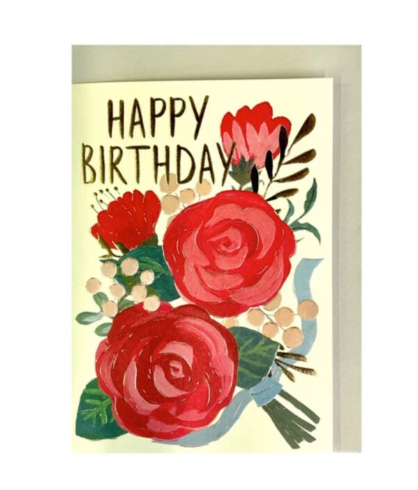 Greeting Life 迷你生日賀卡 米黃色玫瑰花款 正面